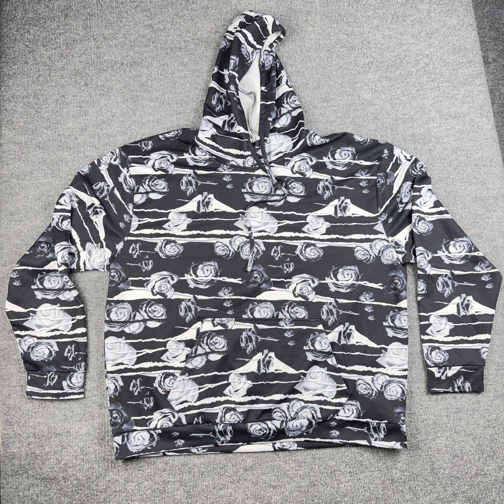 Fresh Prints Of Bel Air Hoodie Mens 5XL Black Rose Floral‎ Graphic Pullover